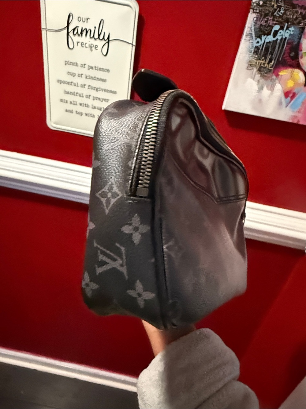 Louis Vuitton Men's Black Monogram Toiletry Pouch with Silver Hardware no strap - Picture 3 of 12